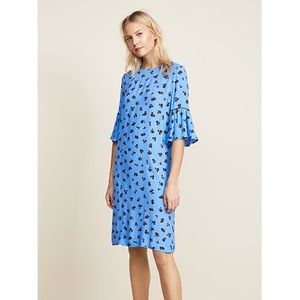 GANNI Printed Shift Dress in Marina